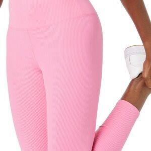 Pink Ribbed Women's Leggings
